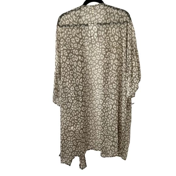 MITTOSHOP NWT Green/Cream Women's Animal Print Duster/Kimono Style J3177PL - Picture 3 of 3